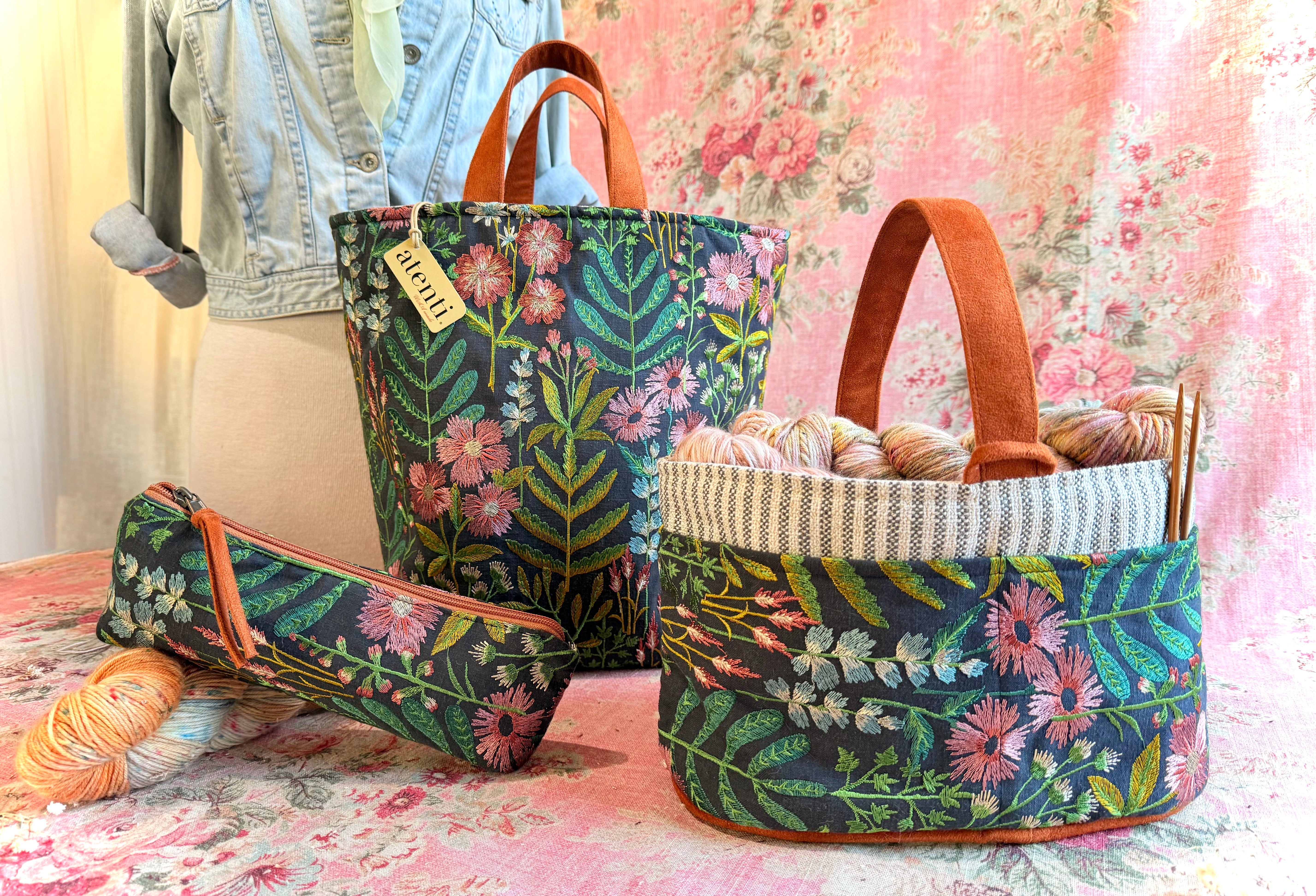 Meadow Caddy– Handmade USA Floral Yarn & Notions Organizer