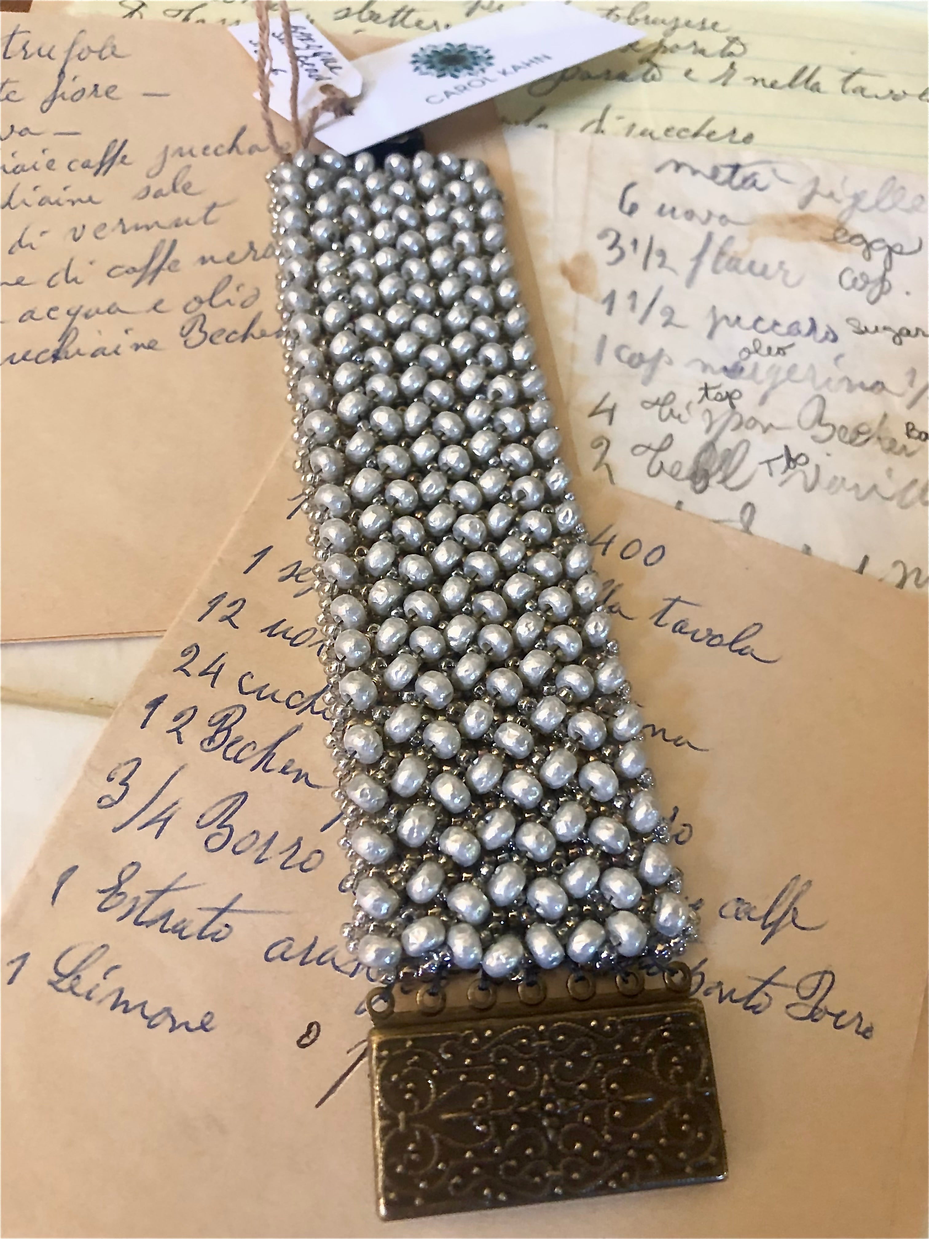 Baroque Pearl Seed Bead Cuff Bracelet