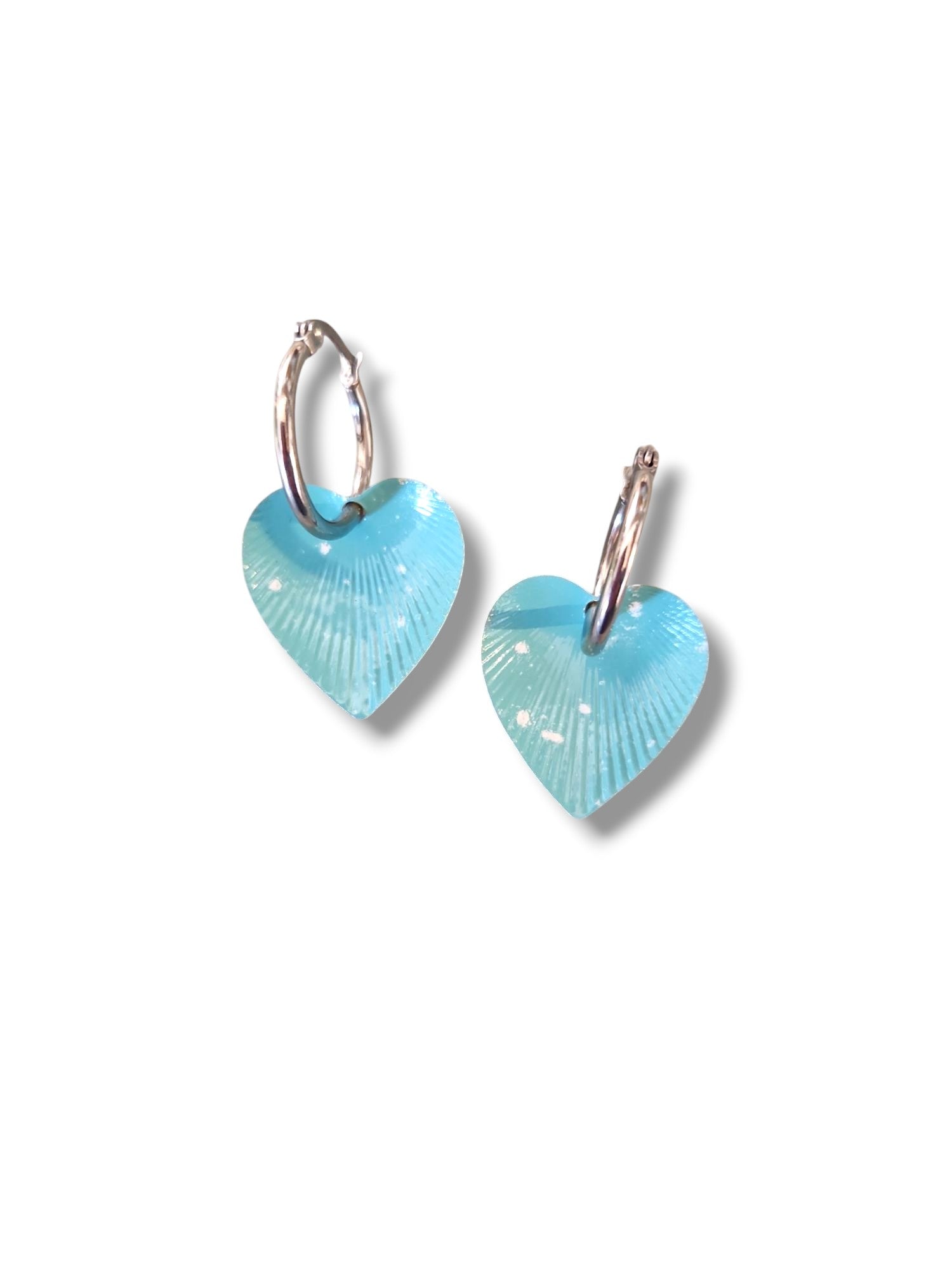 Baby Blue Heart Powder Coat Earrings