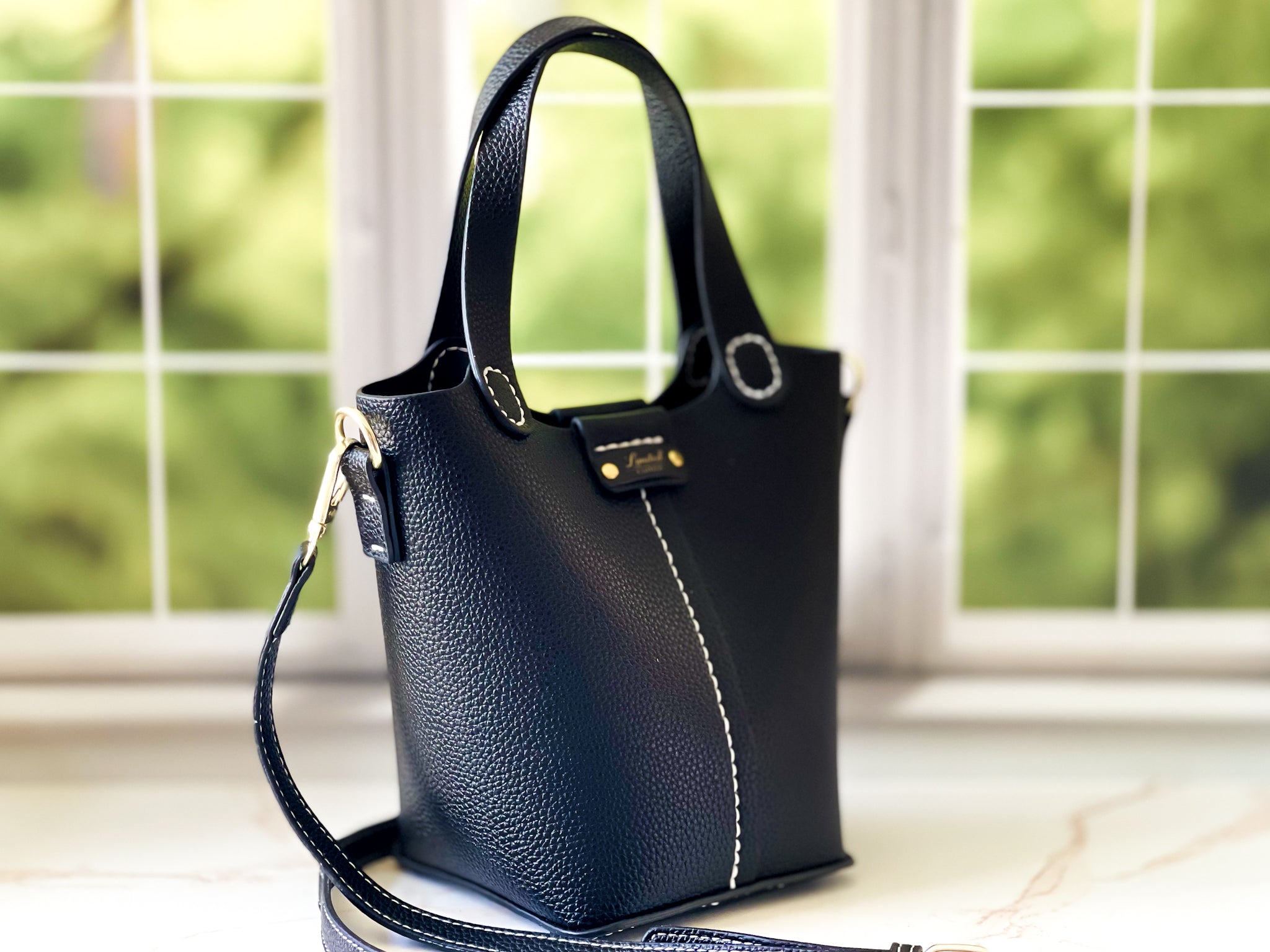 Noir | Black Faux Leather Bucket Bag | The Haute Couture Collection