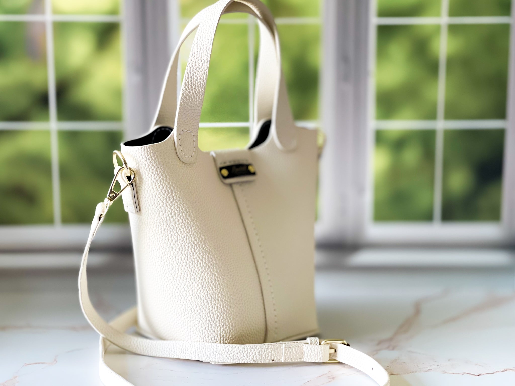 Claire | Cream Faux Leather Bucket Bag | The Haute Couture Collection