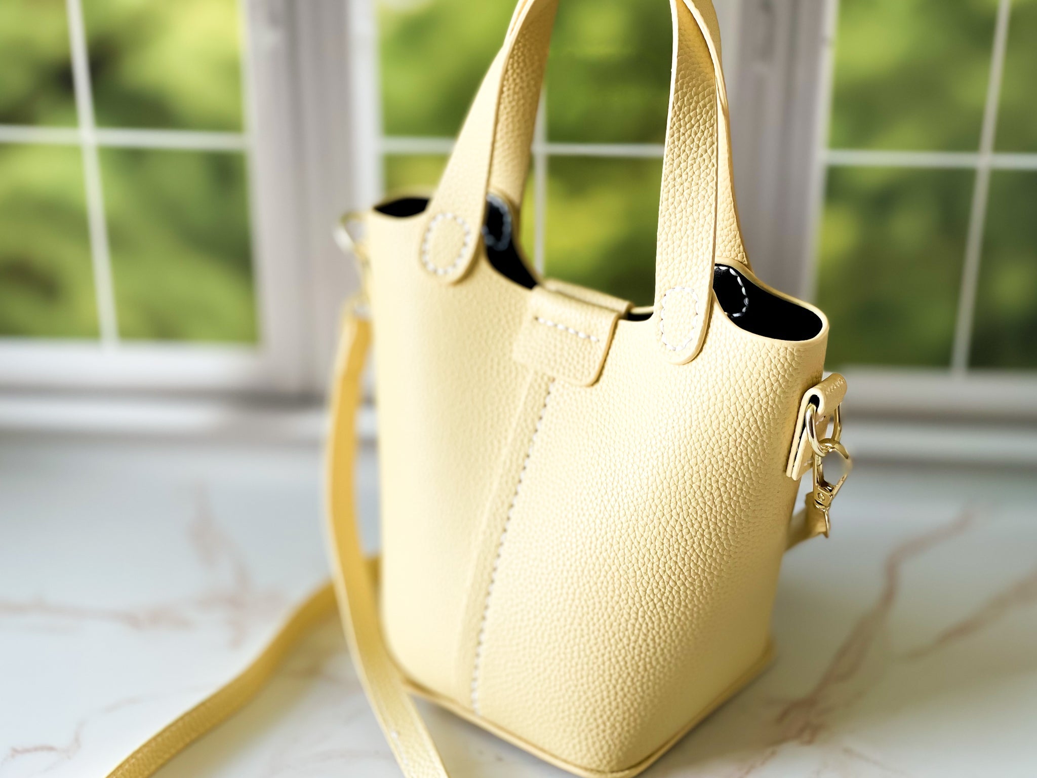 Soleil | Yellow Faux Leather Bucket Bag | The Haute Couture Collection