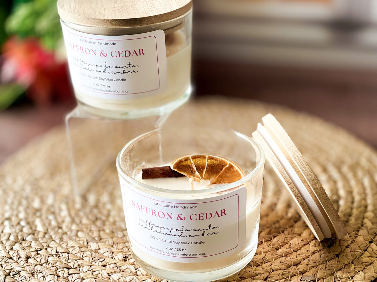 Saffron & Cedar Soy Wax Candle