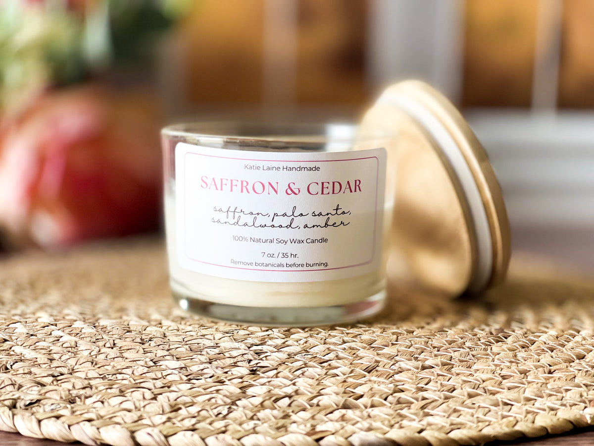 Saffron & Cedar Soy Wax Candle