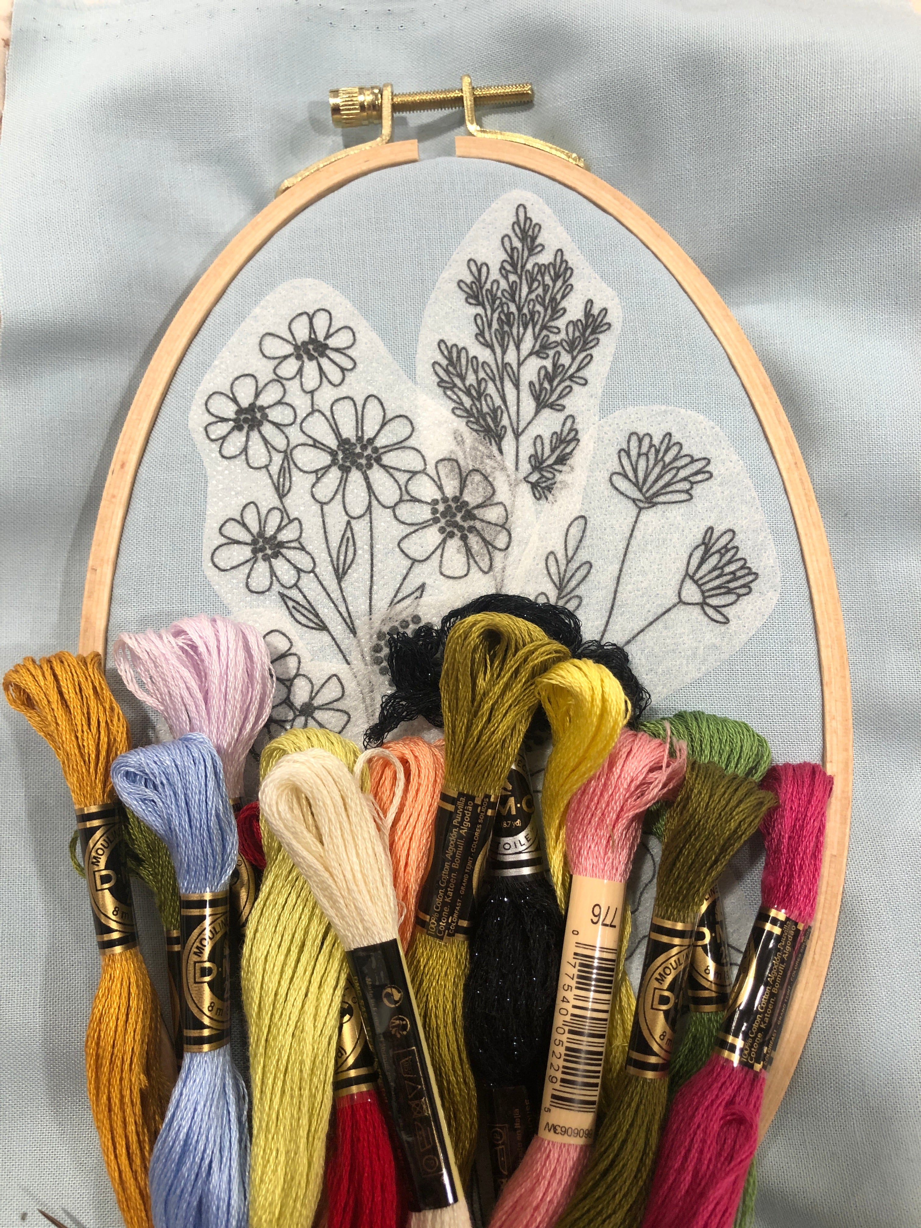 Wildflower Stems Embroidery Patterns - Stick and Stitch Floral Embroidery