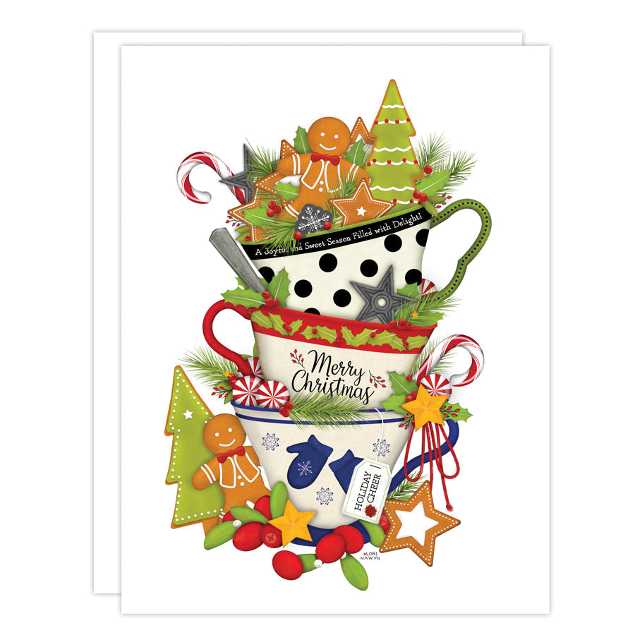 Christmas Tea Cups Holiday Greeting Card