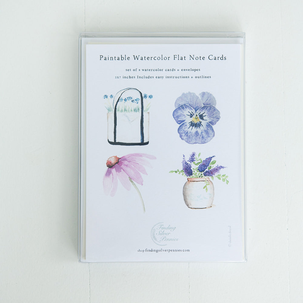 Paintable Watercolor Flat Note Cards Flowers