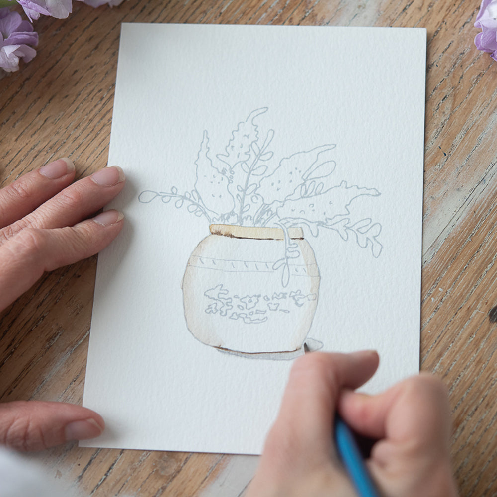 Paintable Watercolor Flat Note Cards Flowers