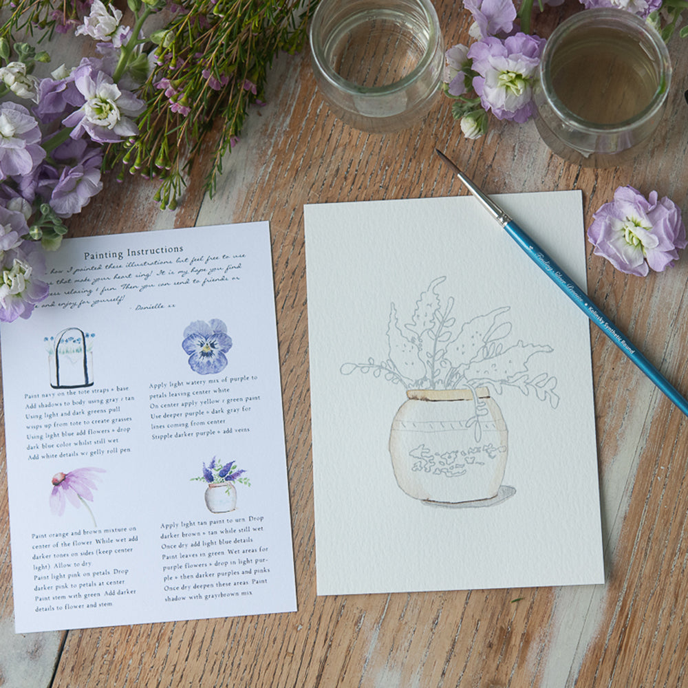 Paintable Watercolor Flat Note Cards Flowers