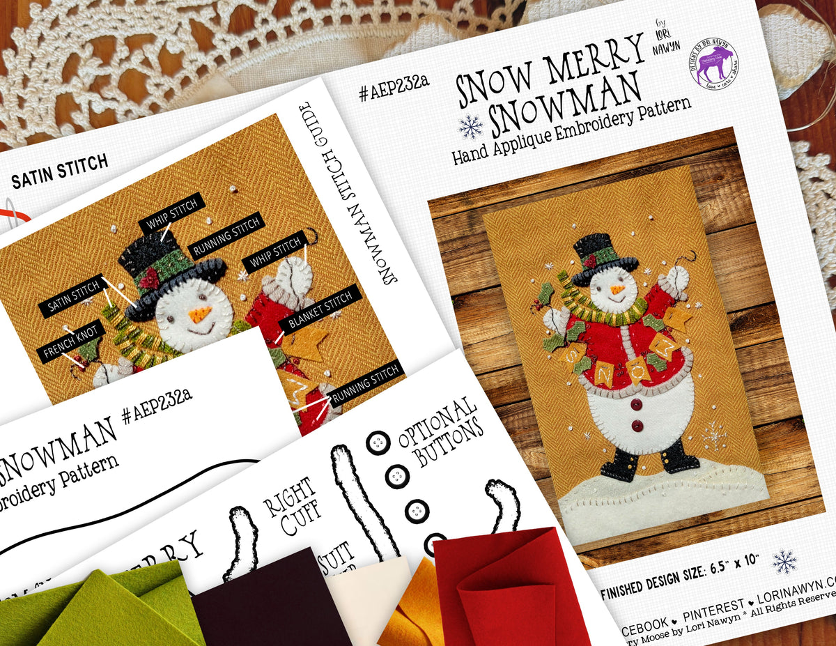 SNOW MERRY SNOWMAN - Pattern or Kit
