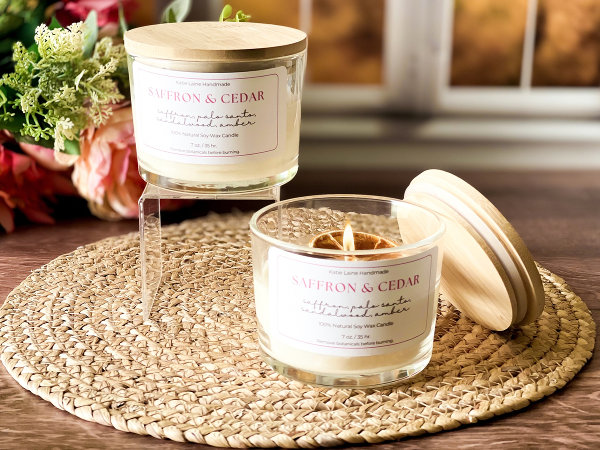 Saffron & Cedar Soy Wax Candle
