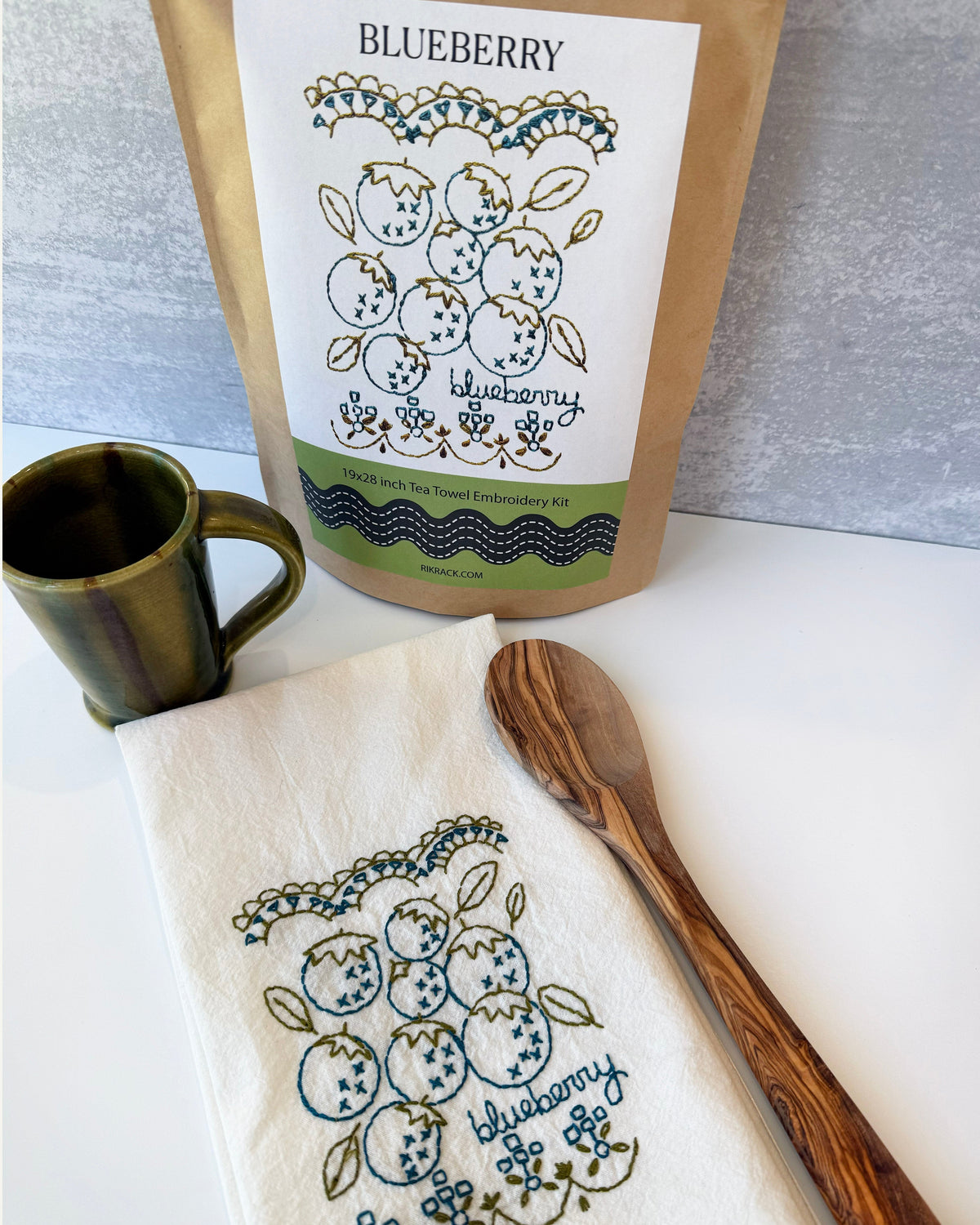 Blueberry Embroidery Tea Towel Kit