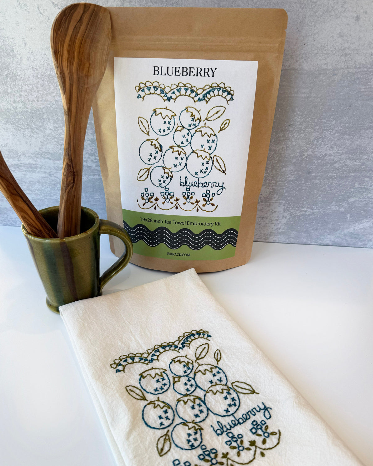 Blueberry Embroidery Tea Towel Kit