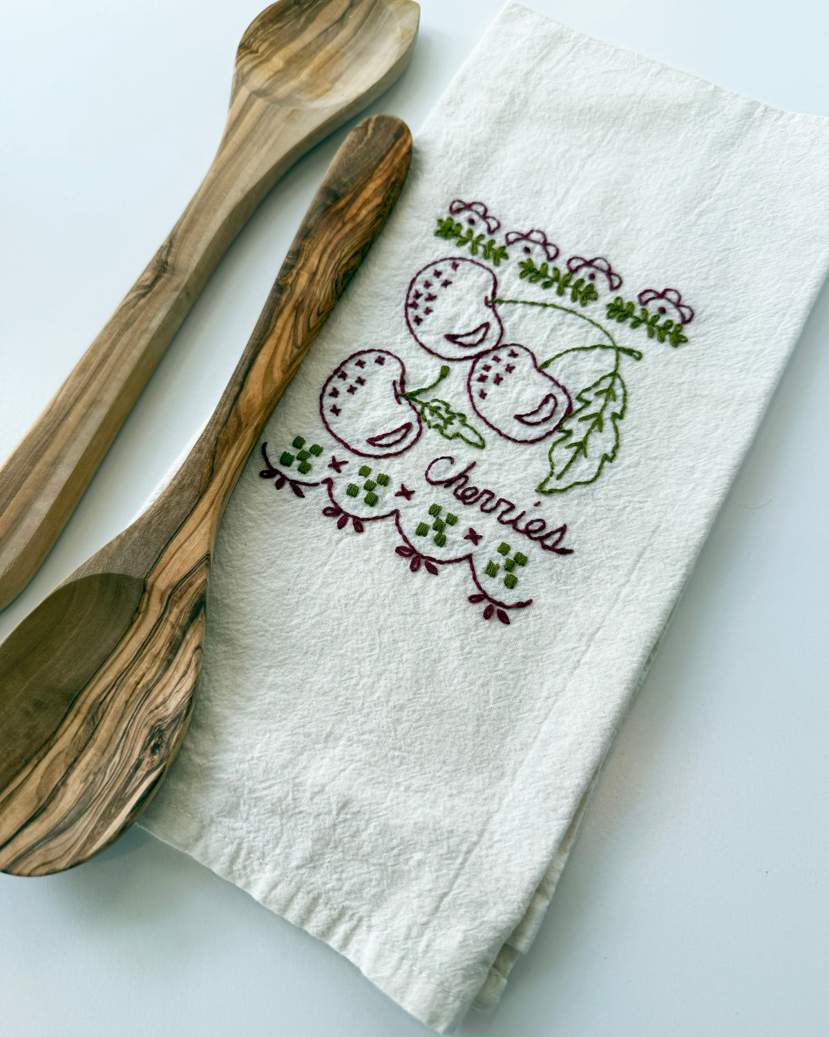 Cherries Tea Towel Embroidery Kit
