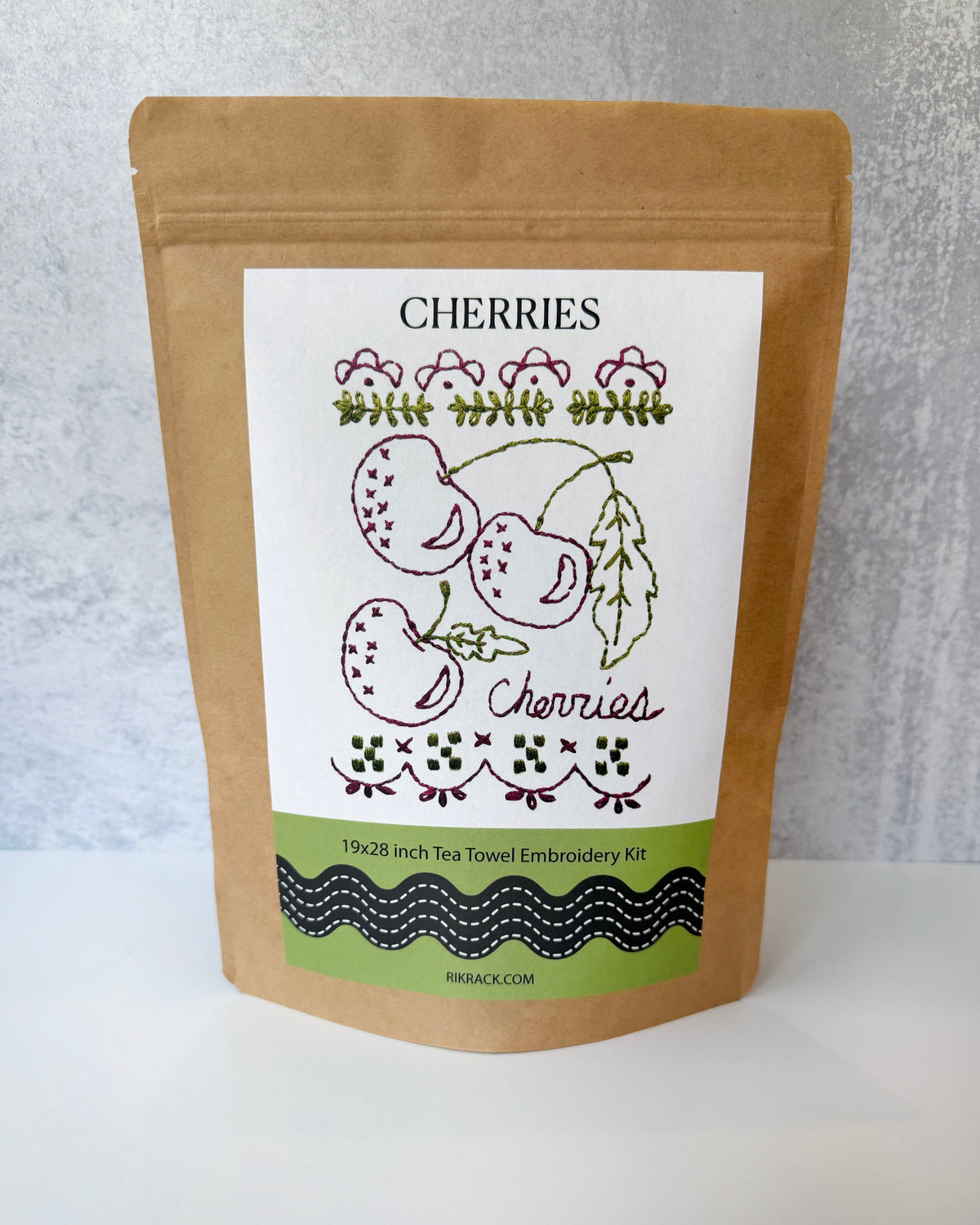 Cherries Tea Towel Embroidery Kit