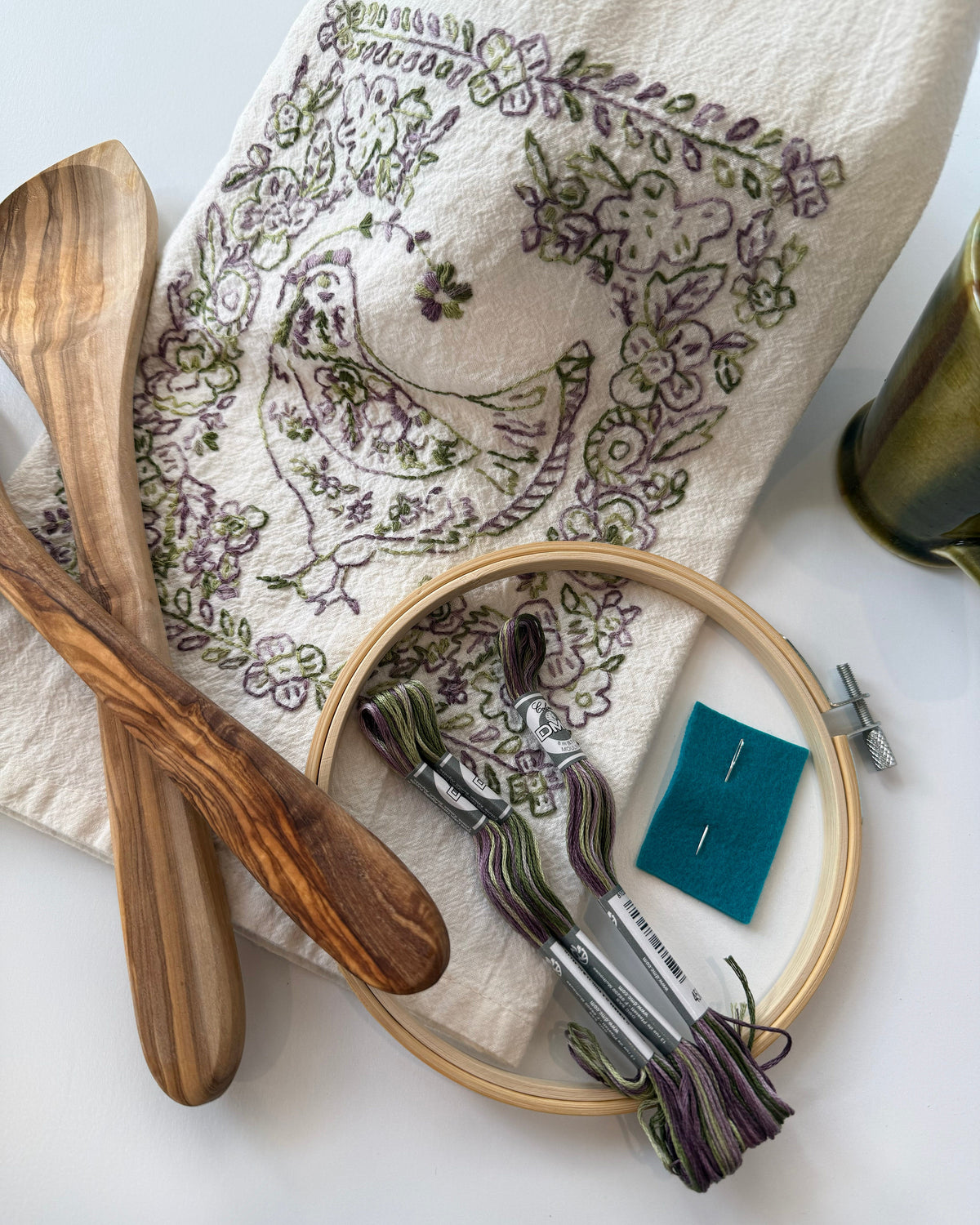 Garden Hen Tea Towel Embroidery Kit