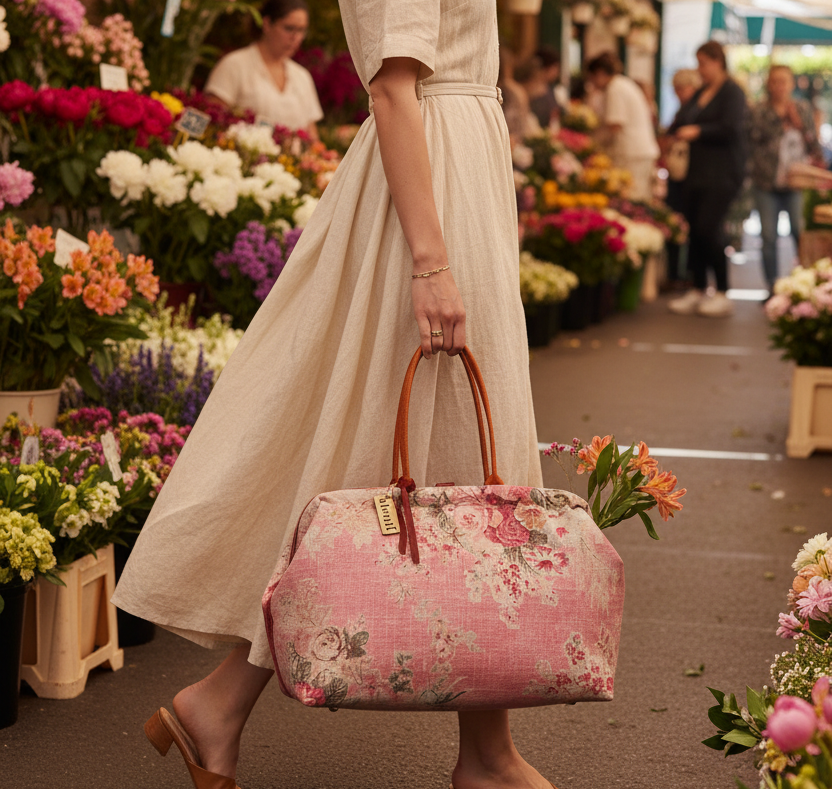 Rosewood Pioneer, Floral Mary Poppins Snap Frame Bag