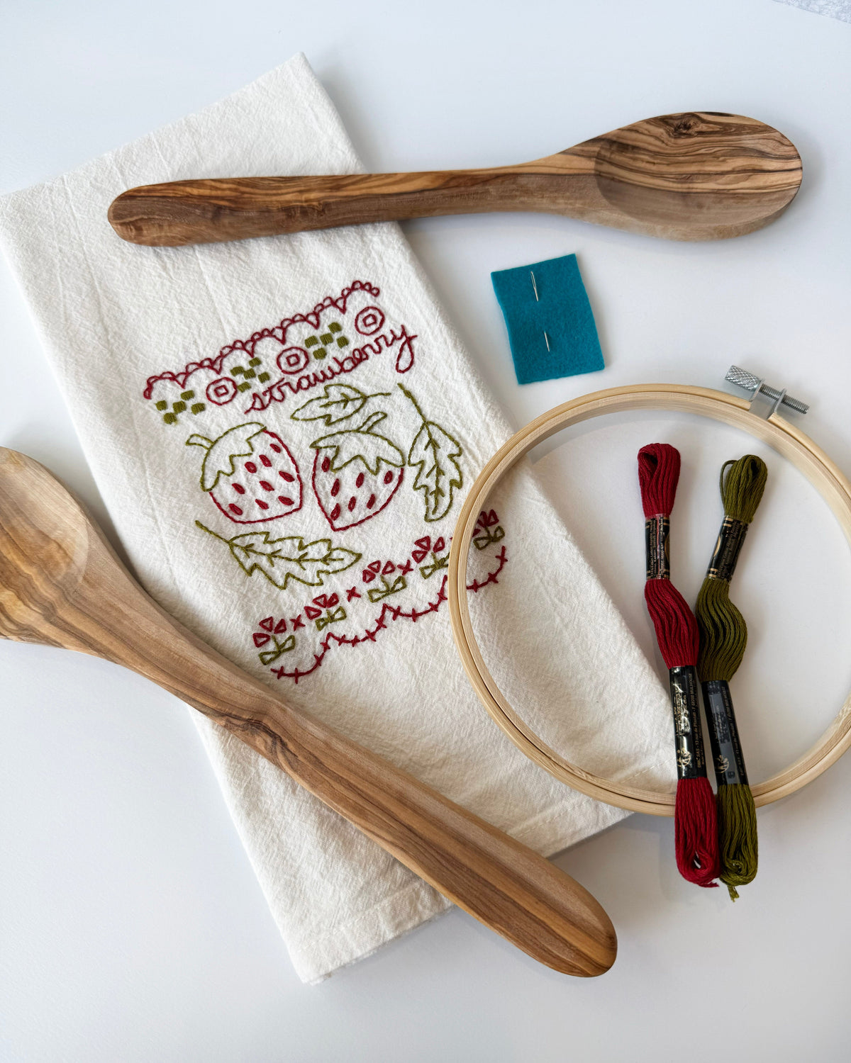 Strawberry Tea Towel Embroidery Kit