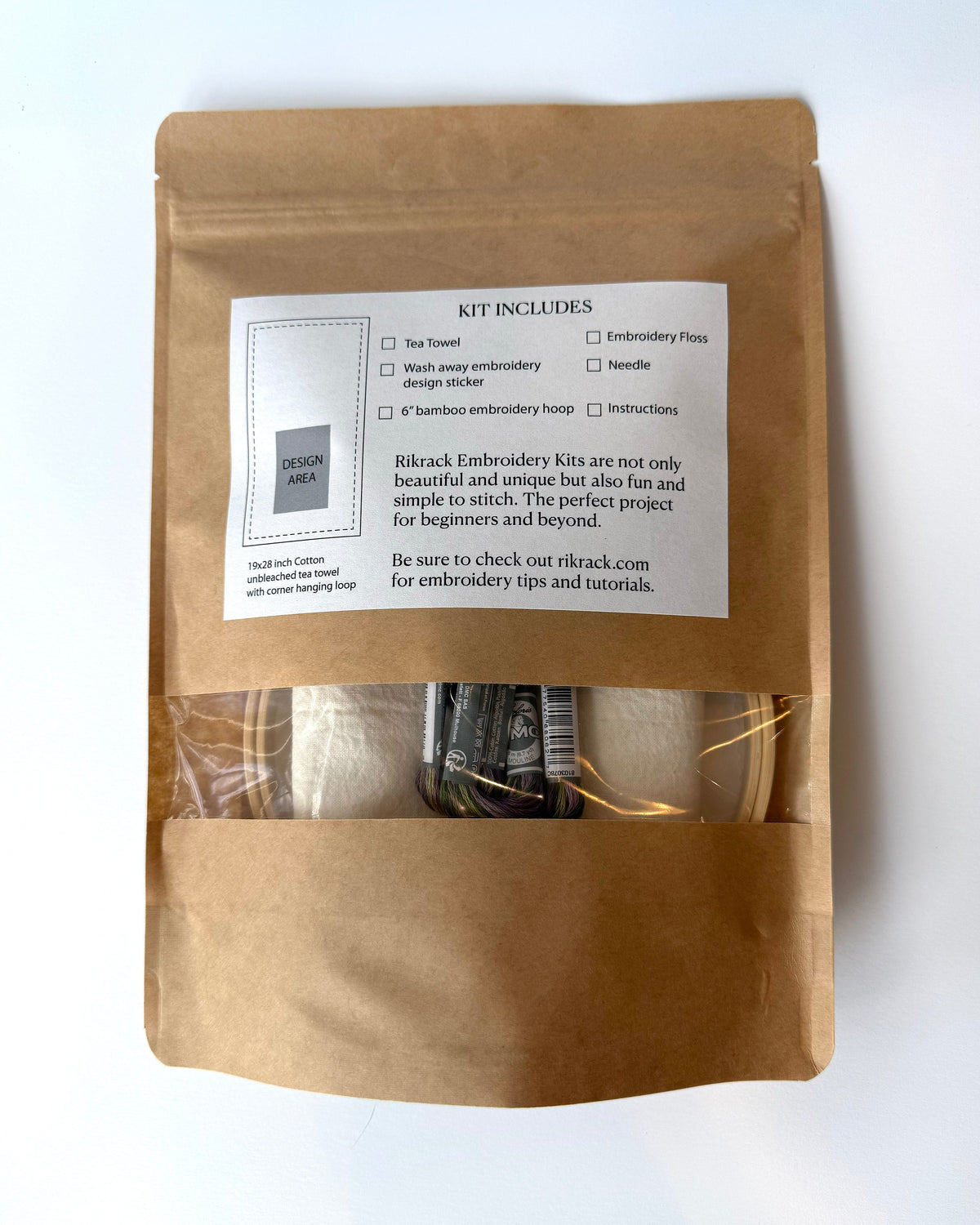 Blue Folklore Tea Towel Embroidery Kit