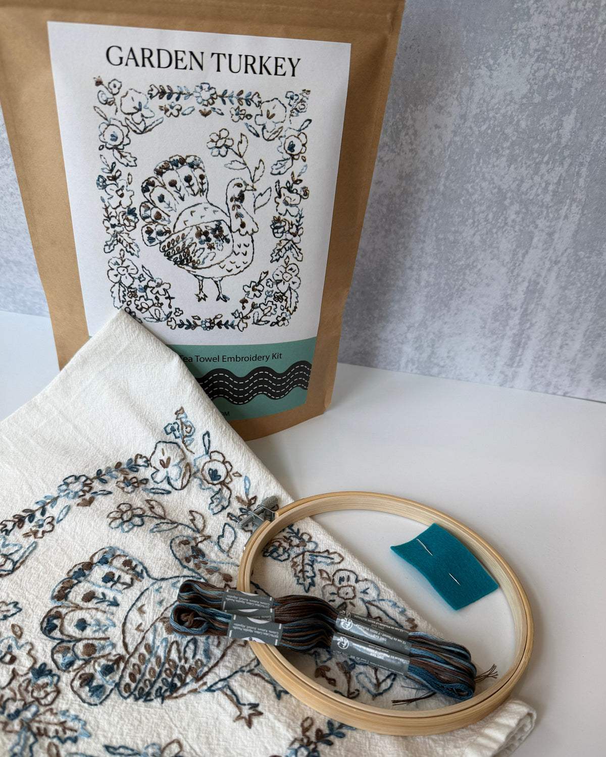 Garden Turkey Tea Towel Embroidery Kit