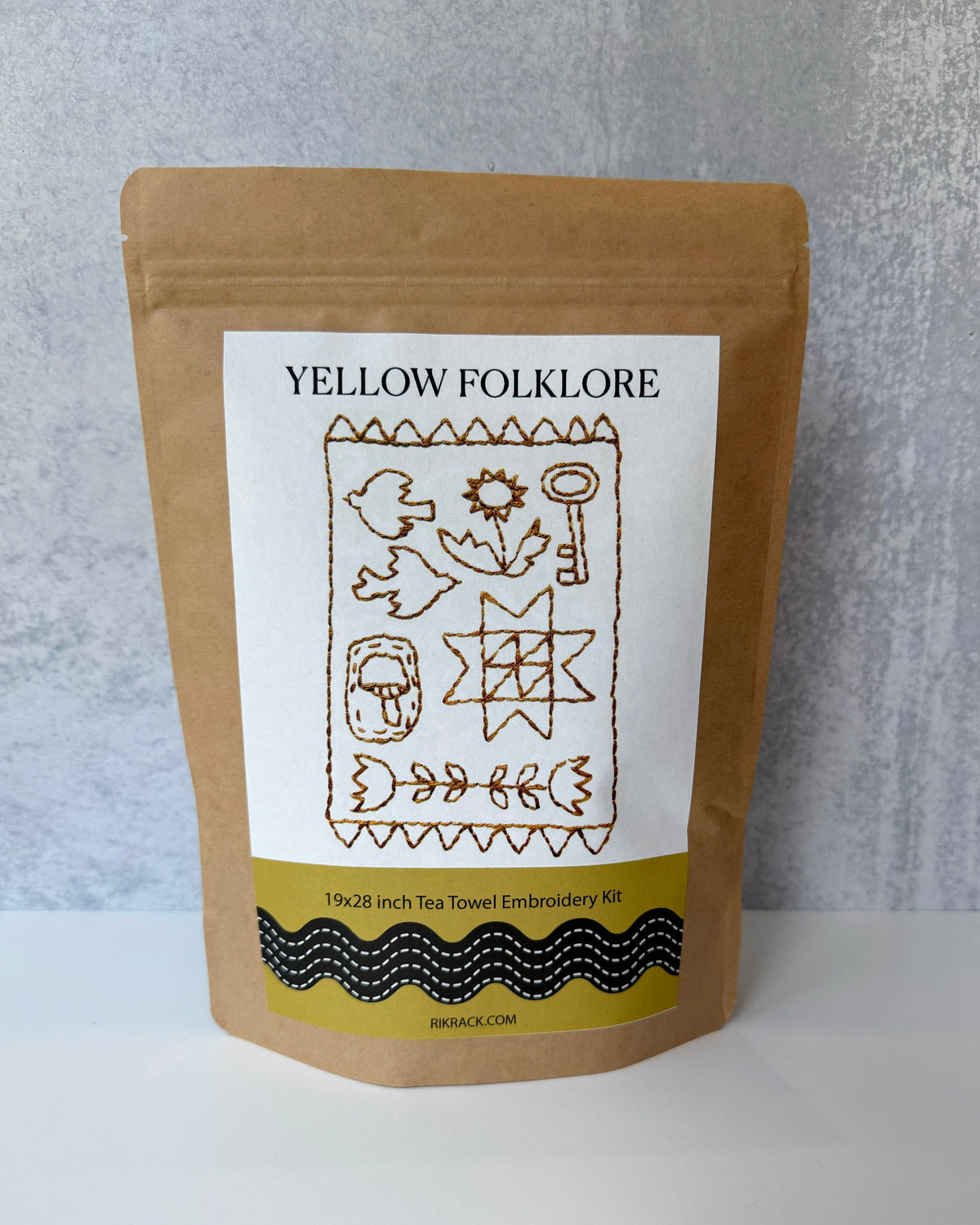 Yellow Folklore Tea Towel Embroidery Kit